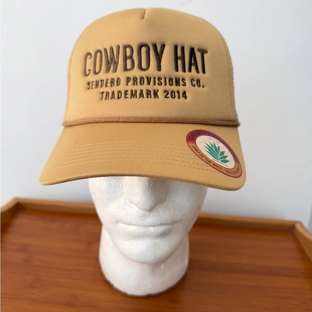 Free People Cowboy Trucker Hat by Senderos Provisions Co.Tan/Cream - Picture 5 of 13